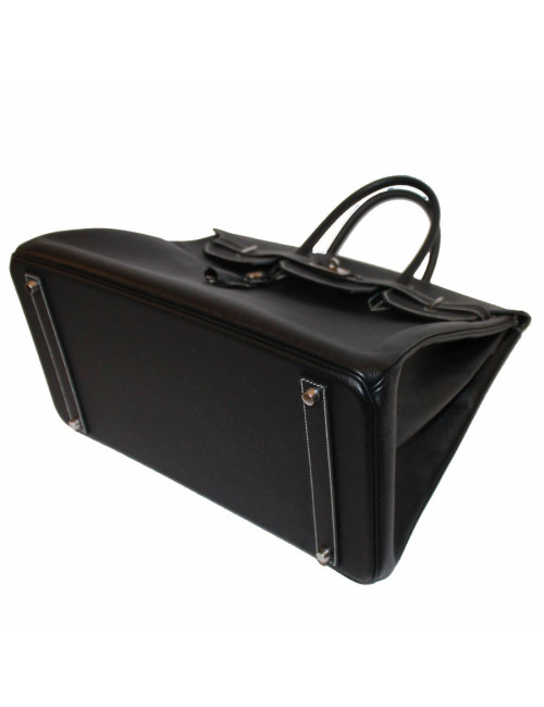 Birkin 40 HERMES epsom noir surpiqûres blanches