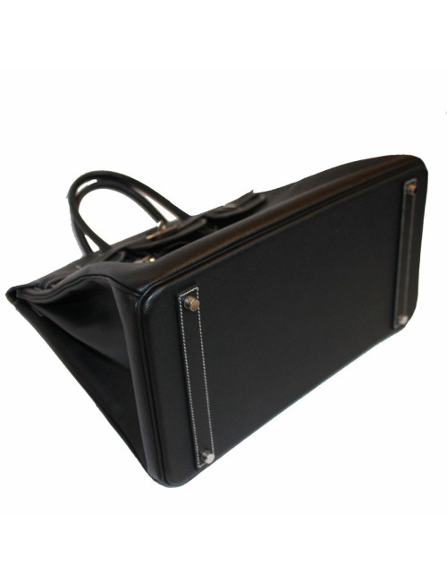 Birkin 40 HERMES epsom noir surpiqûres blanches