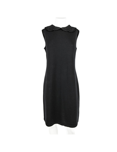 Robe VALENTINO en laine col au crochet noire