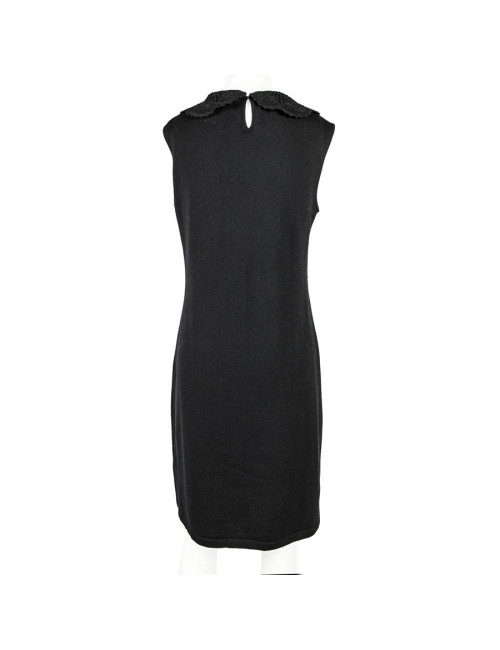 Robe VALENTINO en laine col au crochet noire