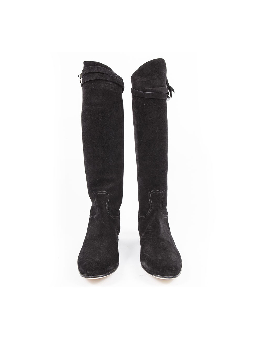 Bottes 'HER' HERMES veau velours noir T40