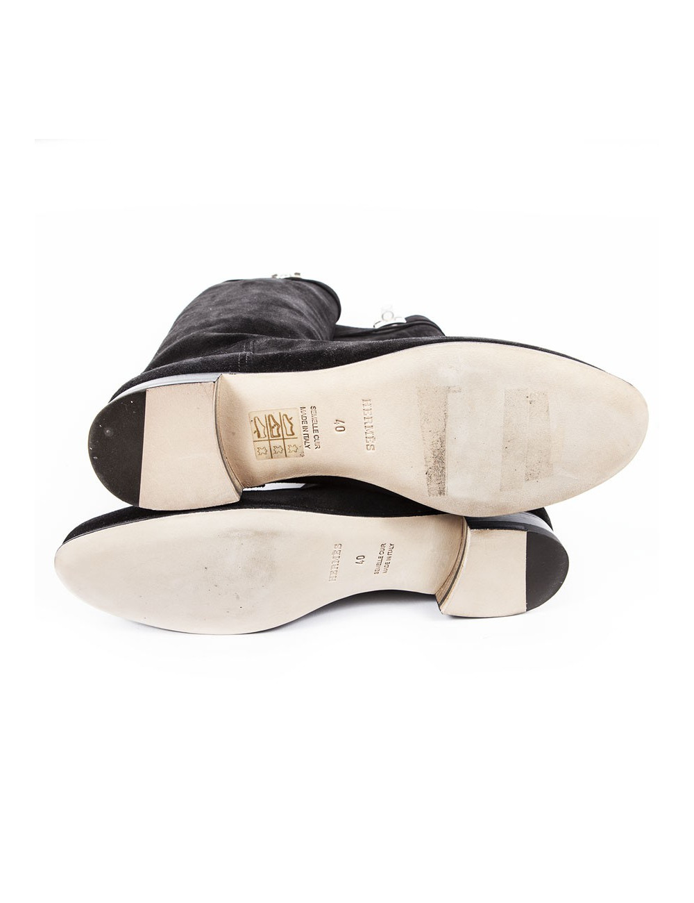 Bottes 'HER' HERMES veau velours noir T40