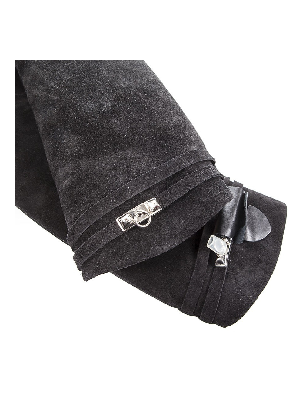 Bottes 'HER' HERMES veau velours noir T40