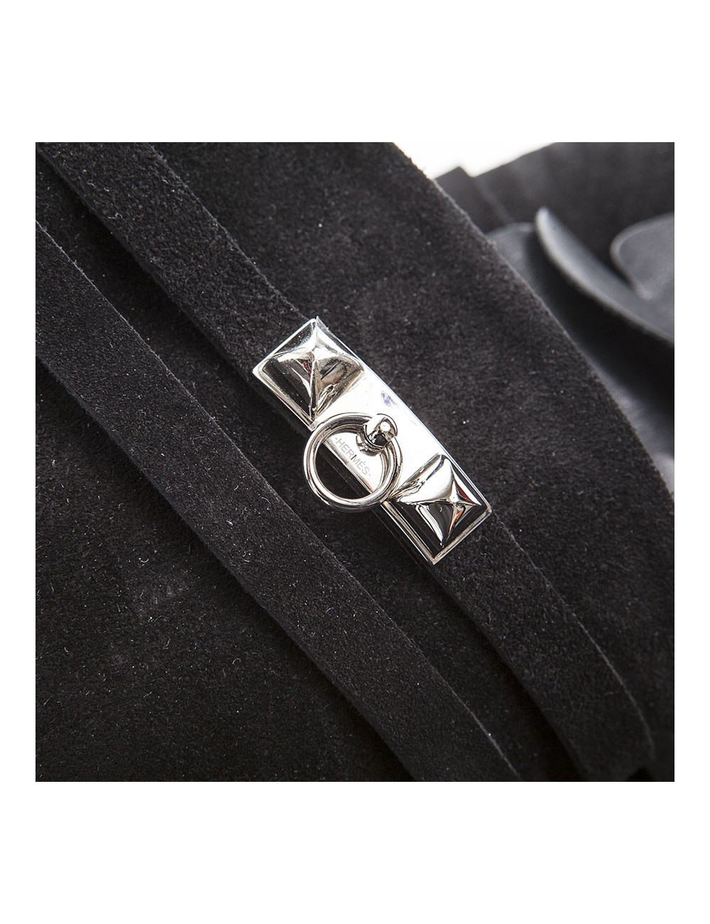 Bottes 'HER' HERMES veau velours noir T40