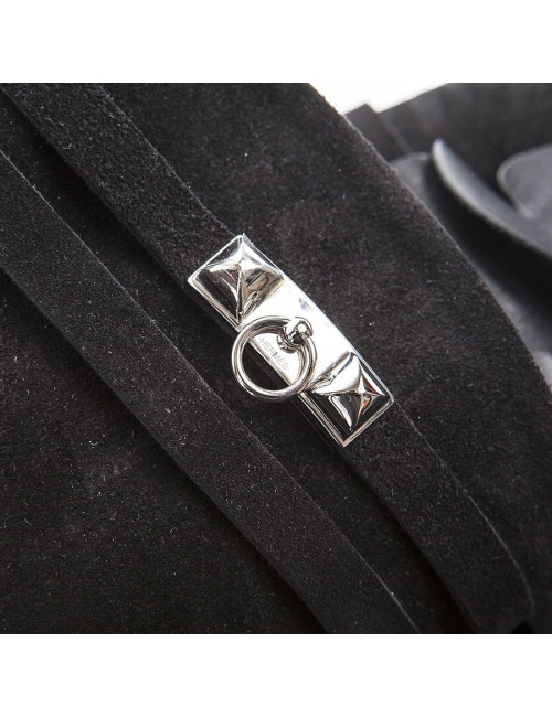 Bottes 'HER' HERMES veau velours noir T40