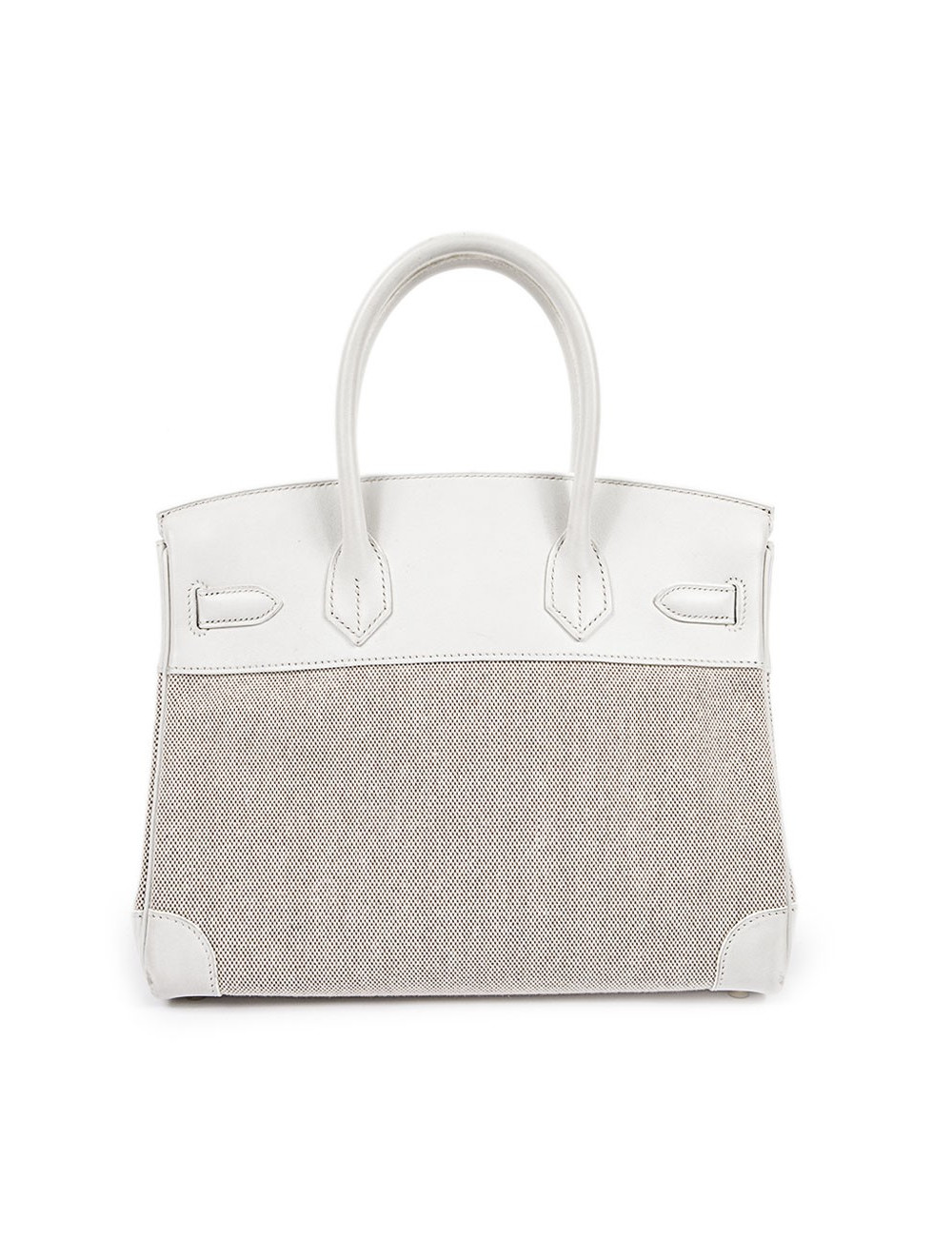 Birkin 30 HERMES toile H et cuir blanc