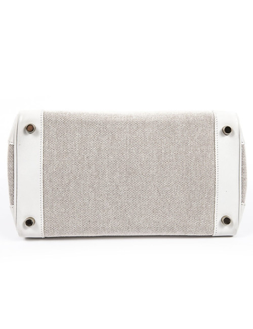 Birkin 30 HERMES toile H et cuir blanc