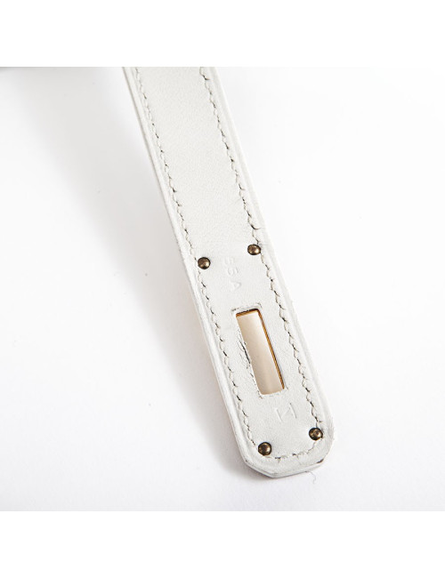 Birkin 30 HERMES toile H et cuir blanc