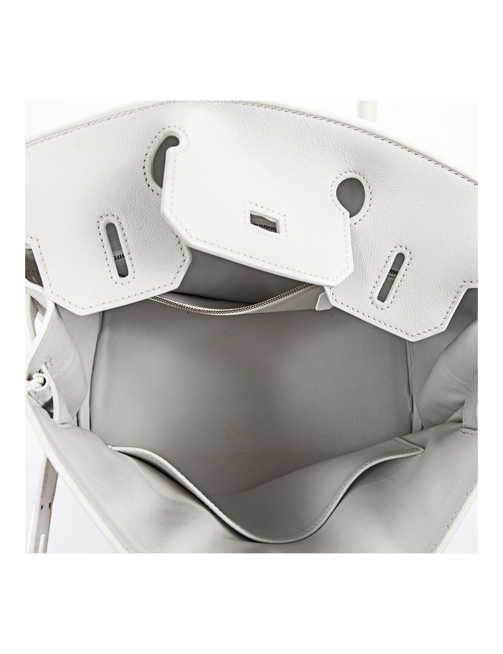 Birkin 30 HERMES toile H et cuir blanc