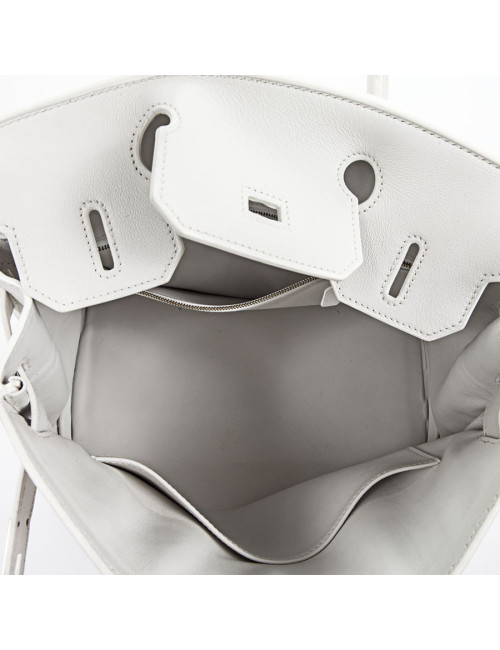 Birkin 30 HERMES H canvas and white leather