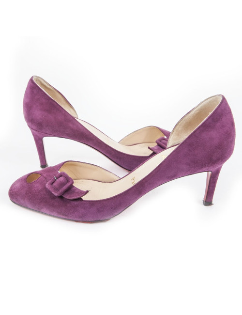 LOUBOUTIN T36 purple suede pumps