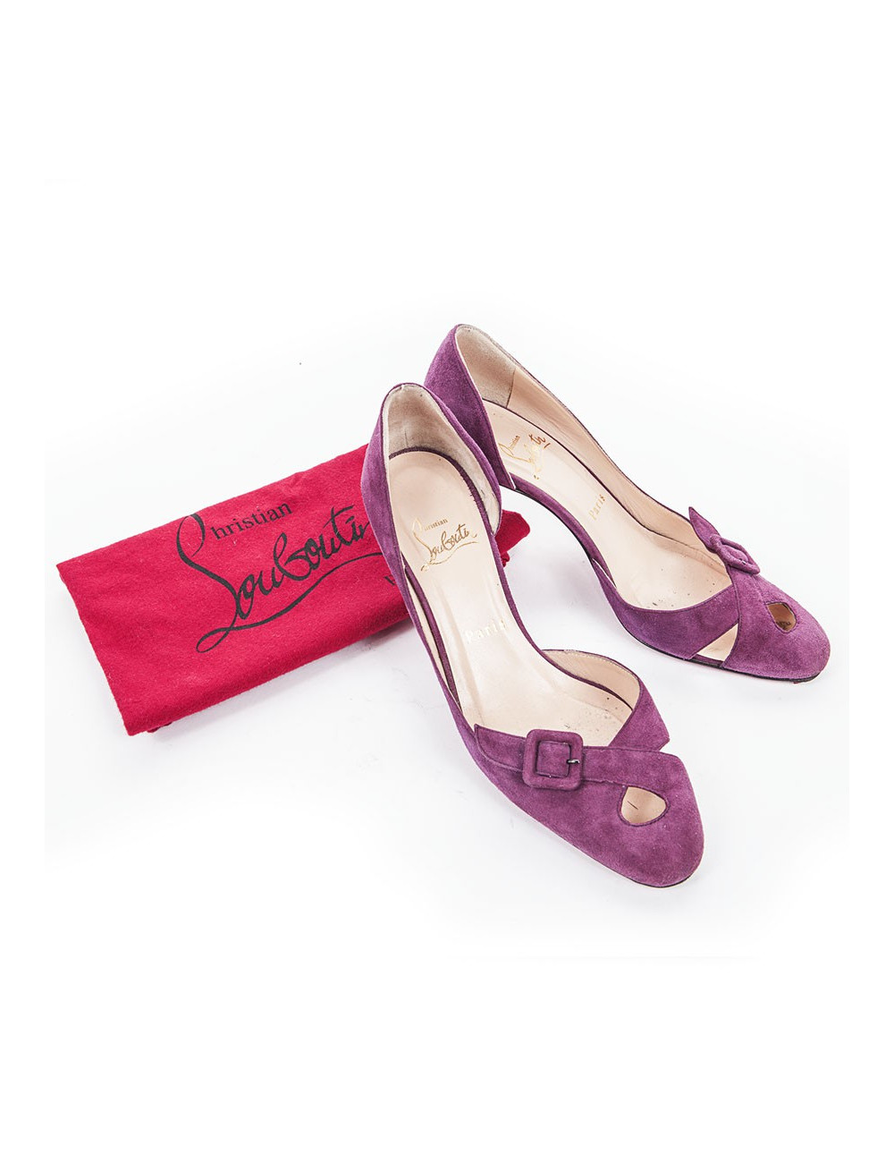 LOUBOUTIN T36 purple suede pumps