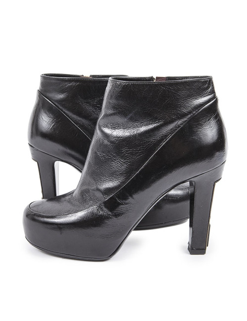 Bottines à talons CHANEL T37 cuir noir