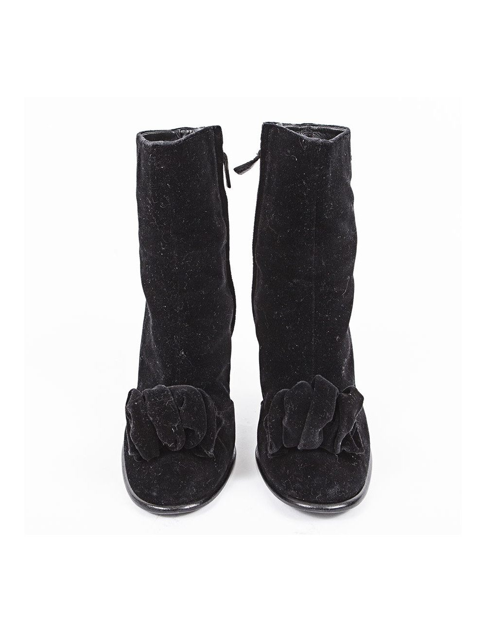 Bottines à talons CHANEL T39 veau velours noir