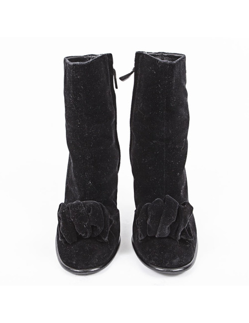 CHANEL T39 Black Suede heels boots