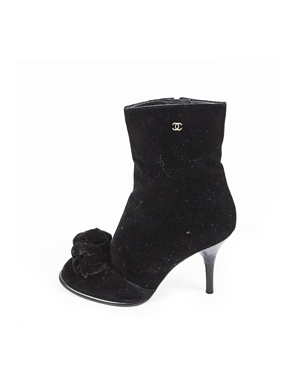 CHANEL T39 Black Suede heels boots