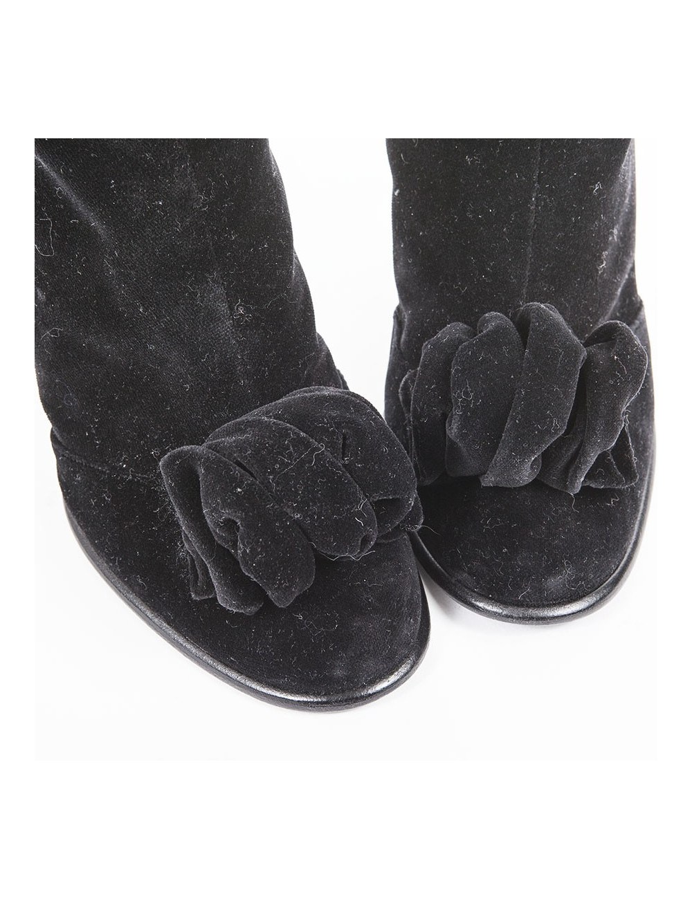 CHANEL T39 Black Suede heels boots