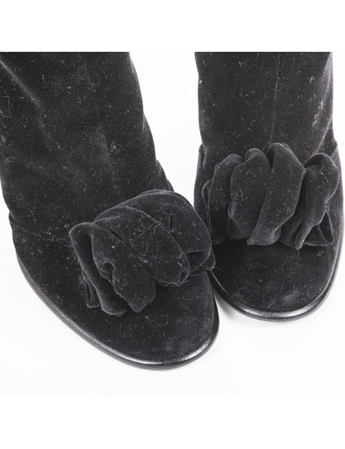 Bottines à talons CHANEL T39 veau velours noir