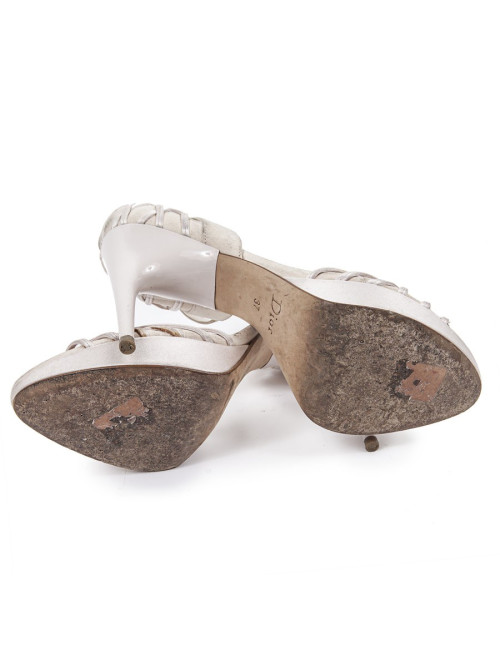 High Sandals CHRISTIAN DIOR velvet and satin pink calf