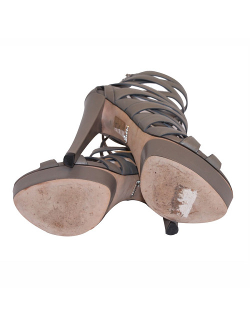 Sandales hautes GUCCI T36 cuir gris