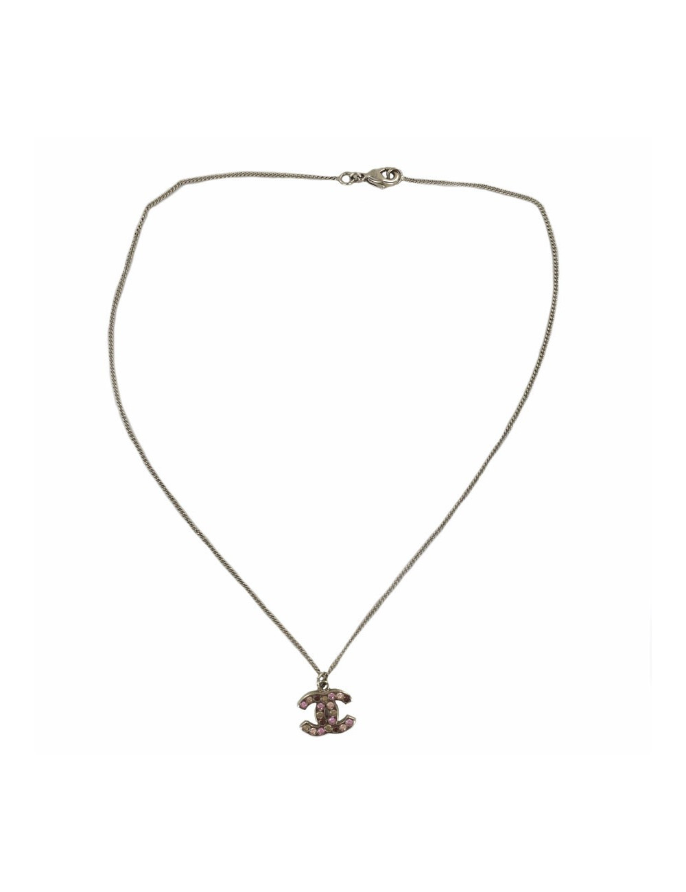 CHANEL CC gold metal rhinestone necklace