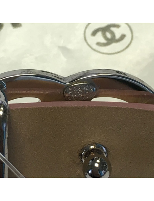 CHANEL pink leather belt