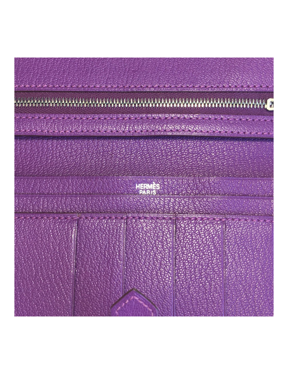 xxx Portefeuille HERMES Bearn en cuir violet