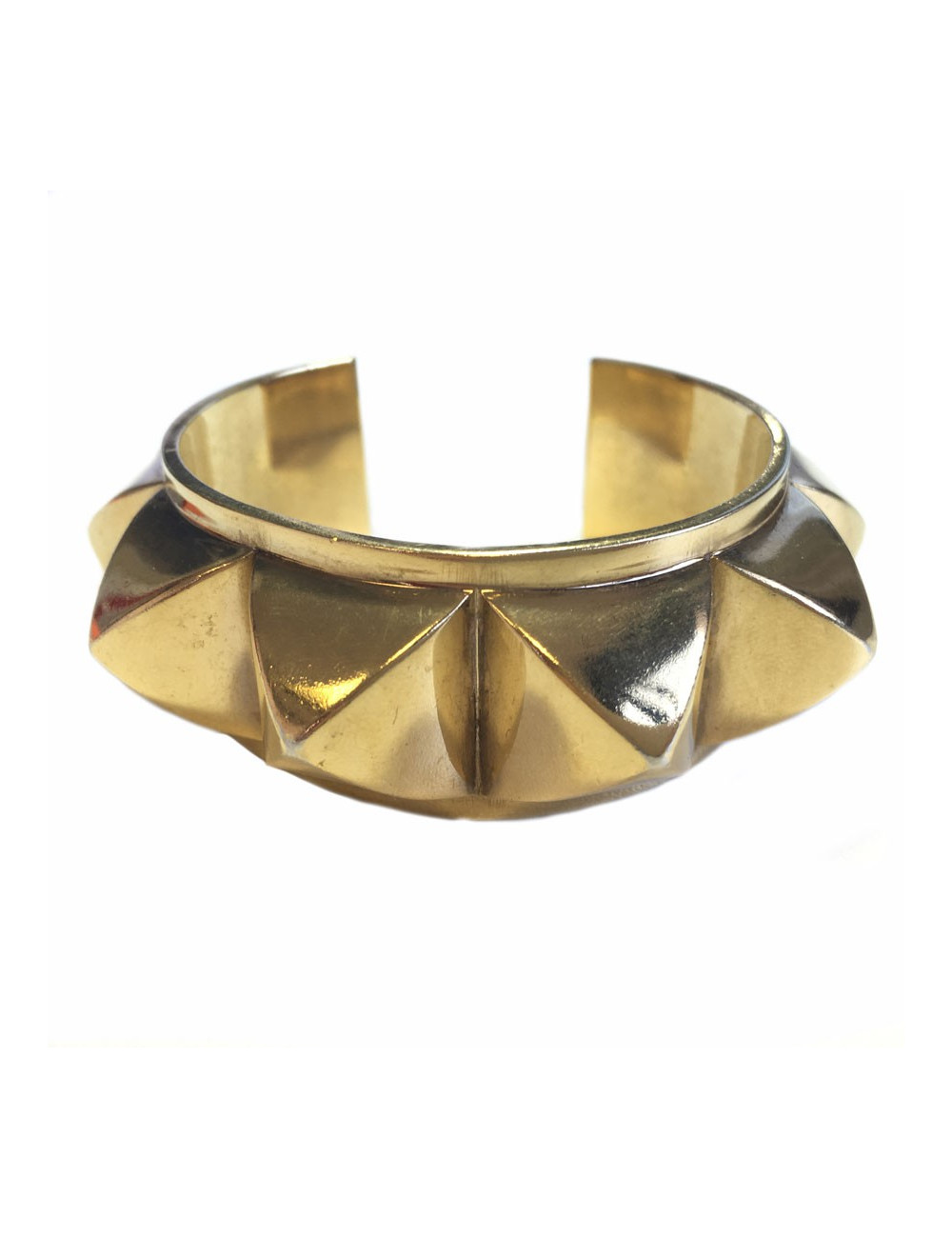 HERMES Collier De Chien rigid cuff bracelet in gilded metal