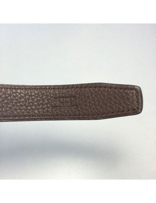 Belt HERMES reversible leather box black and Brown grain calf leather