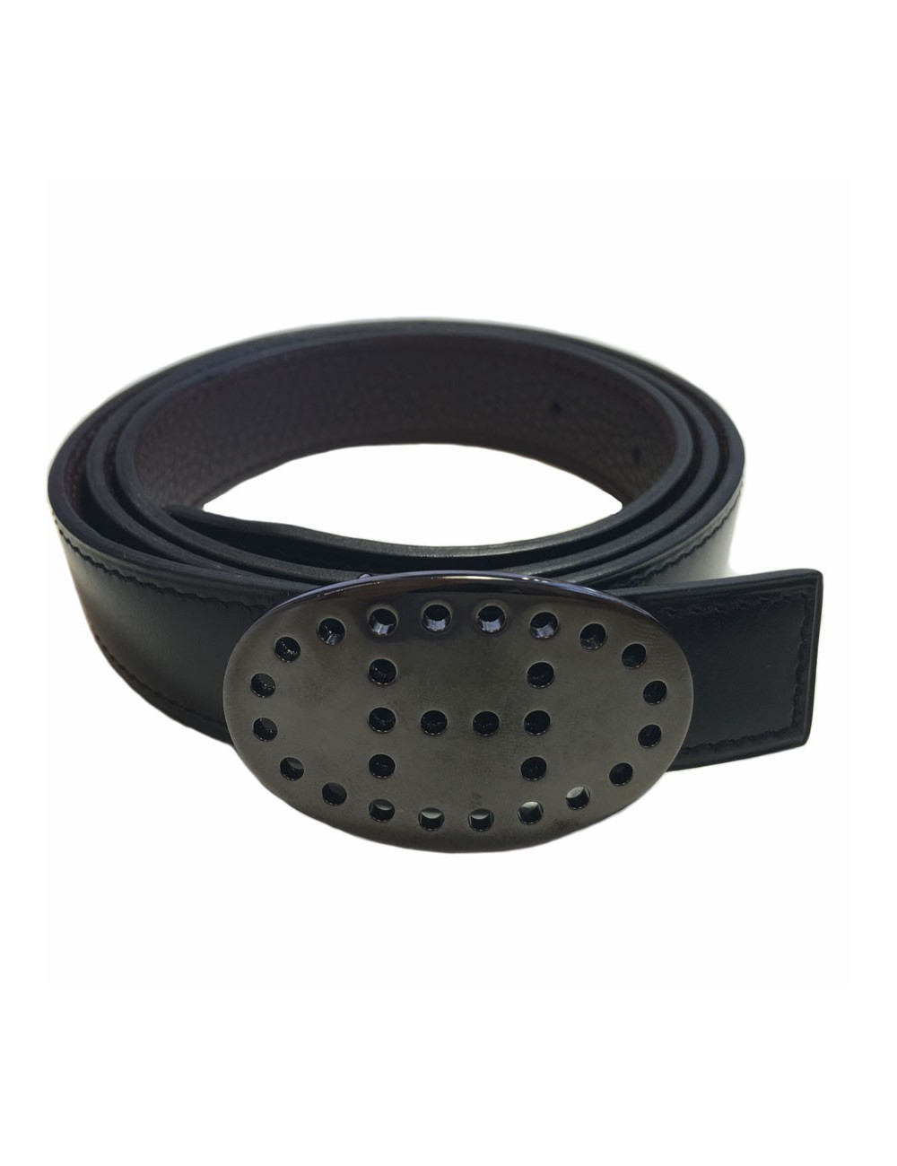 xxx Ceinture HERMES réversible en cuir box noir et cuir veau grainé marron