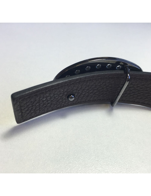 xxx Ceinture HERMES réversible en cuir box noir et cuir veau grainé marron