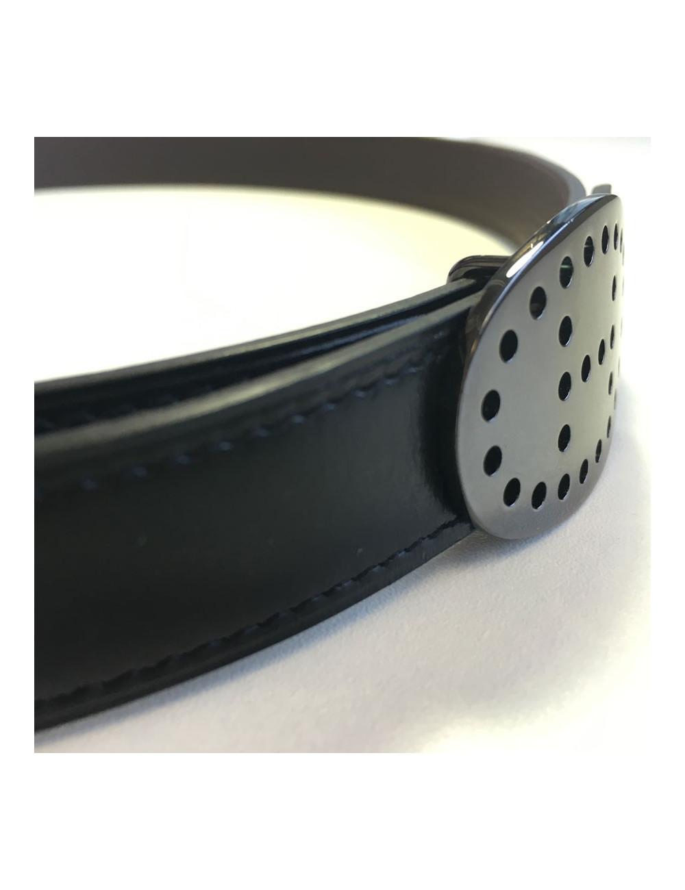 Belt HERMES reversible leather box black and Brown grain calf leather