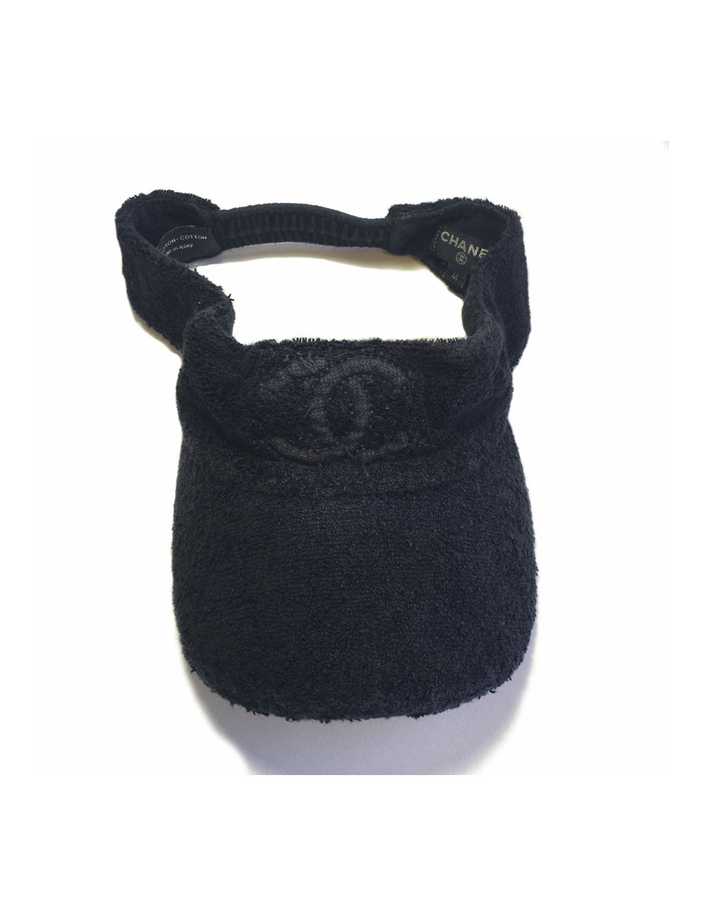 xxx Visière CHANEL noire en éponge Taille M