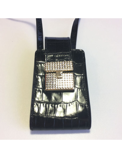 Black patent Croc and strass VALENTINO GARAVANI cigarette case