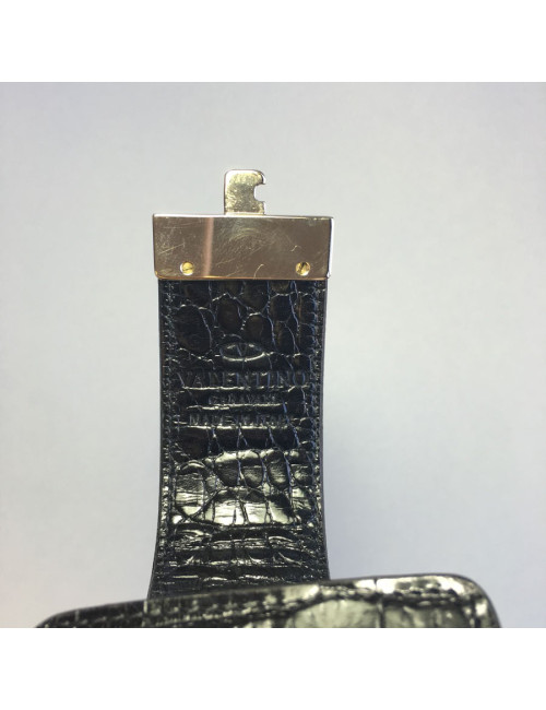 xxx Etui à cigarettes VALENTINO GARAVANI en croco verni noir et strass