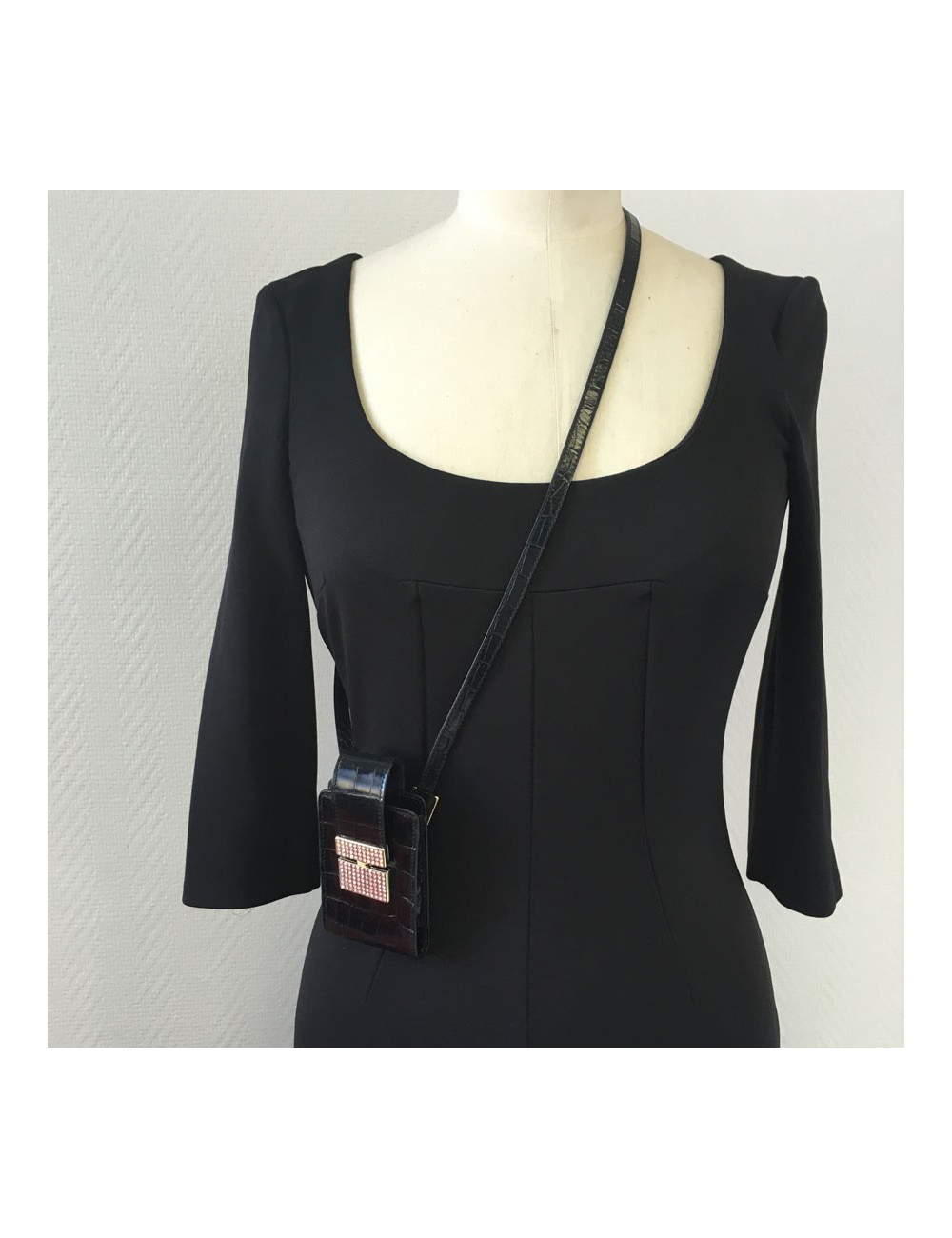 Black patent Croc and strass VALENTINO GARAVANI cigarette case