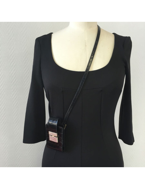 Black patent Croc and strass VALENTINO GARAVANI cigarette case