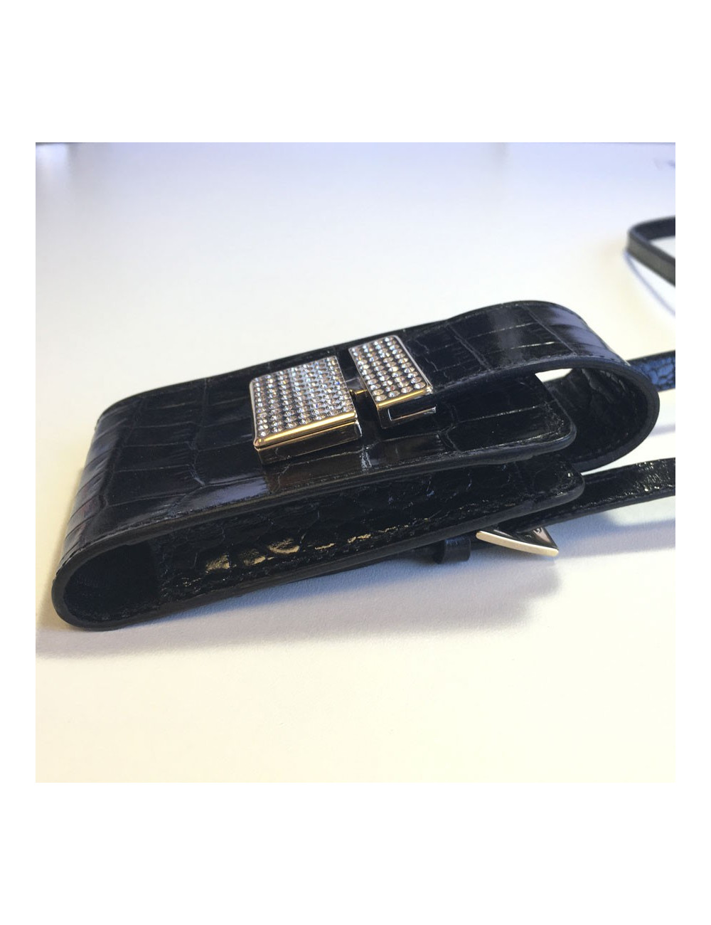 Black patent Croc and strass VALENTINO GARAVANI cigarette case