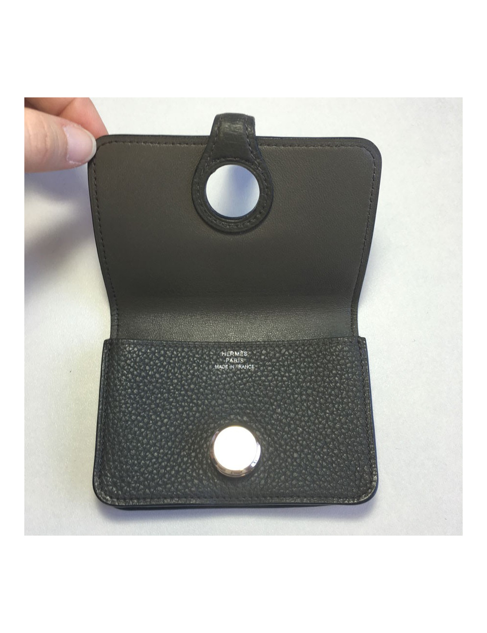 HERMES Dogon wallet khaki togo leather