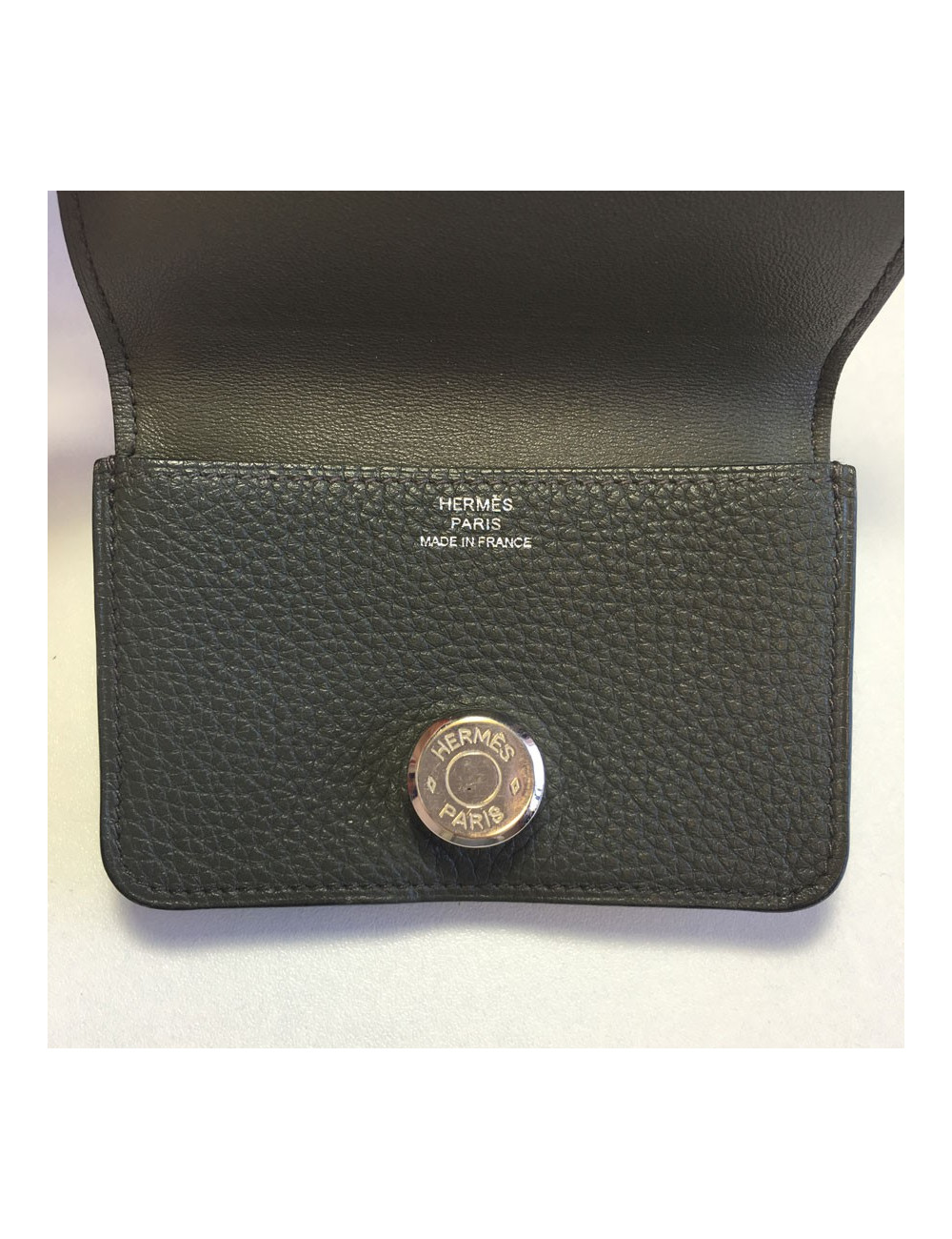 xxx Portefeuille HERMES Dogon en cuir togo kaki