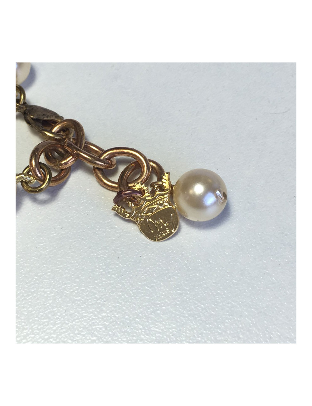 Necklace MARGUERITE of VALOIS in pearls and fleurette glass