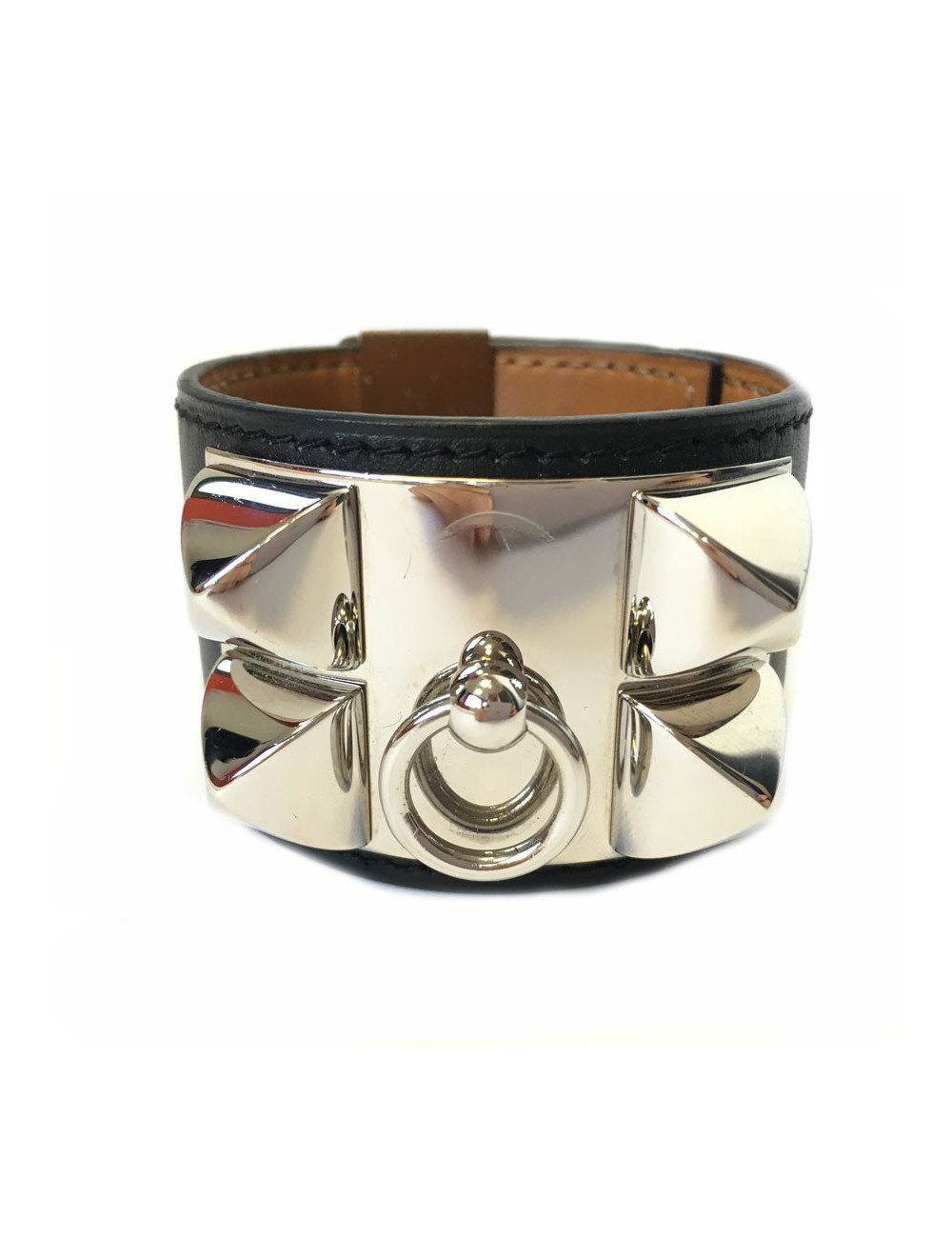 HERMES "Fido" cuff size S black box leather