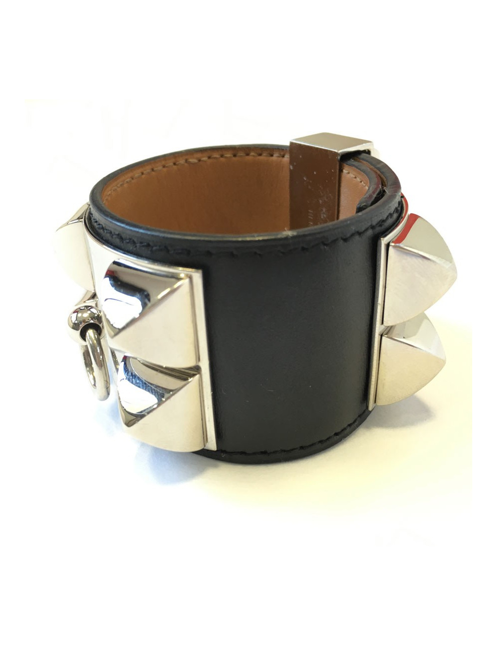 xxx Manchette HERMES "Médor" taille S cuir box noir