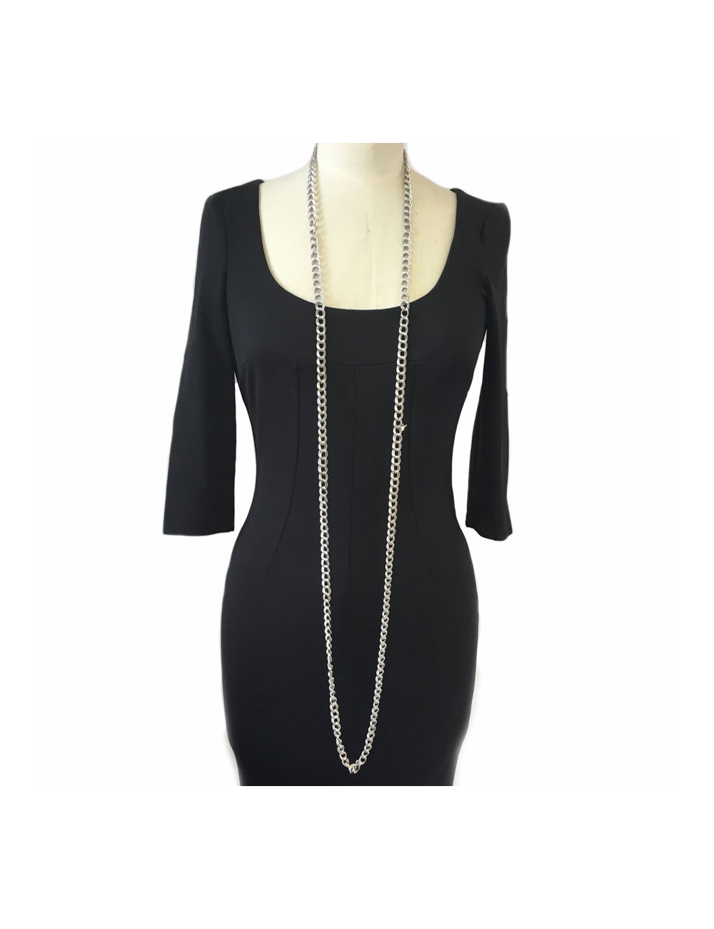 Sautoir chaîne MARGUERITE de VALOIS en métal argenté