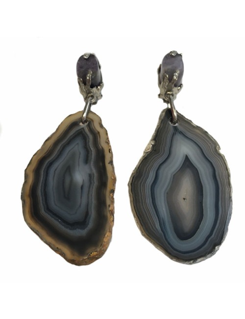 xxx Boucles d'oreille clips YVES SAINT LAURENT en pierre violette