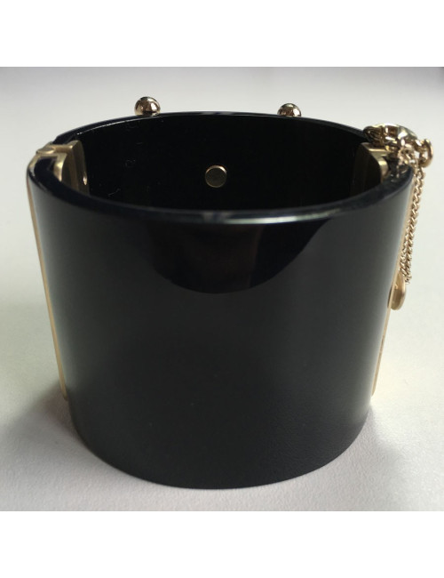 CHANEL "Paris-Dallas" cuff in black resin and jewellery gold metal