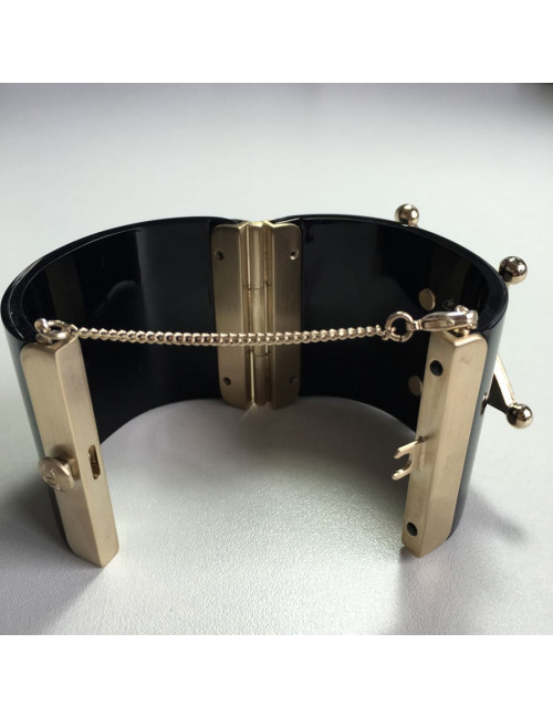 CHANEL "Paris-Dallas" cuff in black resin and jewellery gold metal