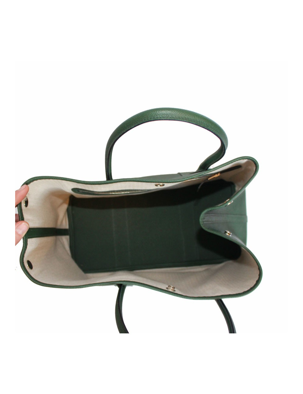 Garden Party HERMES epsom green leather bag