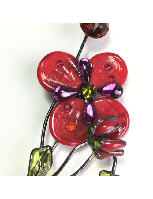 xxx Broche LOULOU de la FALAISE en pâte de verre rouge et verte