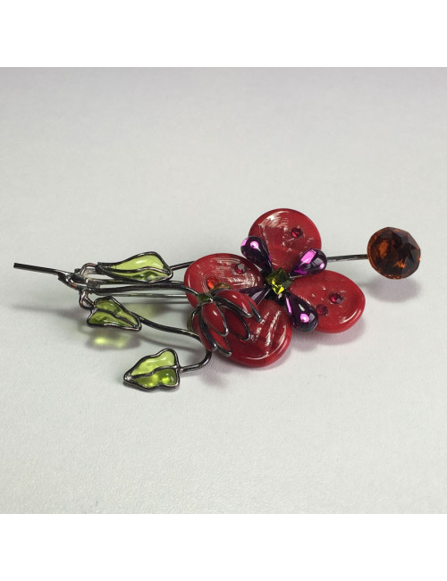 PIN LOULOU of the cliff in red and green glass